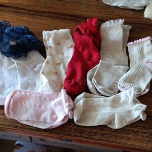 Assorted Baby Socks in Red, White, and Pink